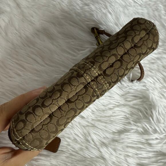 COACH Brown Signature Stub Suede Canvas Wristlet - Picture 3 of 9